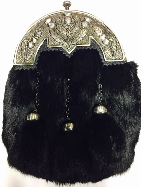 Sporrans Paisley | Black Rabbit Silver Top Sporran